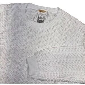 NWT Vintage Talbots White Cotton Cable Knit Crewneck Sweater Women's Petite P
